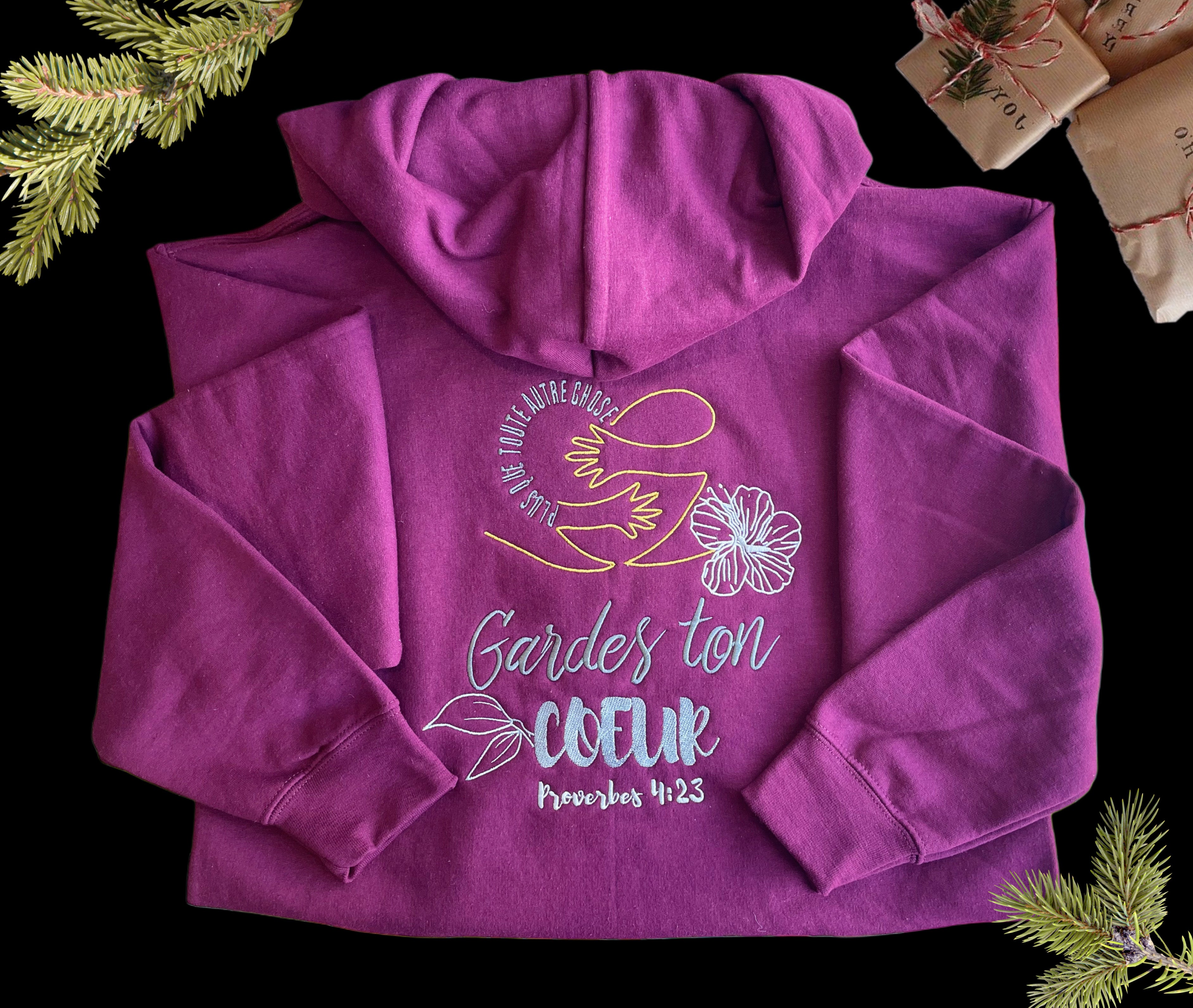 Hoodie Brodé – “Garde ton cœur” | Proverbes 4:23